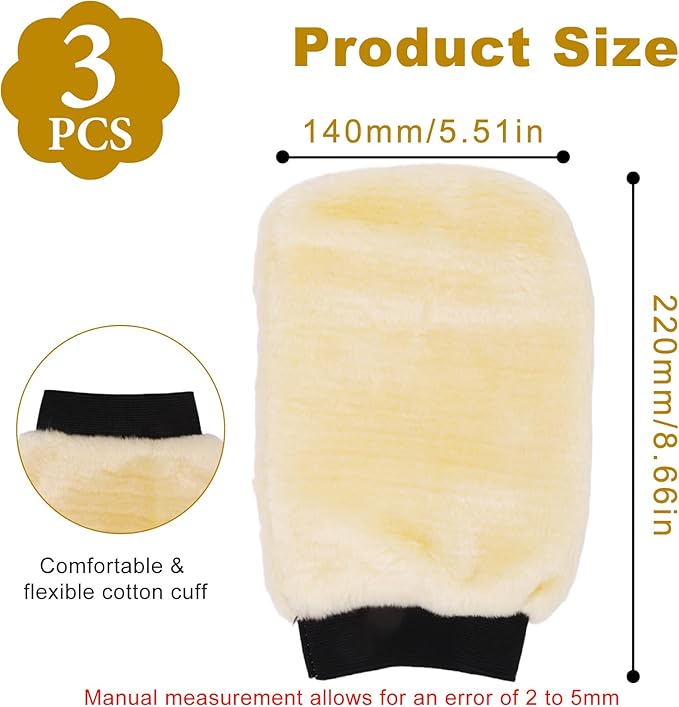 Car Wash Mitt Scratch Free, Microfiber Soft Wash Mitt 3 Pack