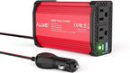 ALLWEI 300W Power Inverter DC 12V to 110V AC, Compact Car Plug Adapter Outlet with 65W PD USB-C &18W USB-A Fast Charging, Cigarette Lighter Adapter Car Charger for Phone, Laptop on Road Trip - Red