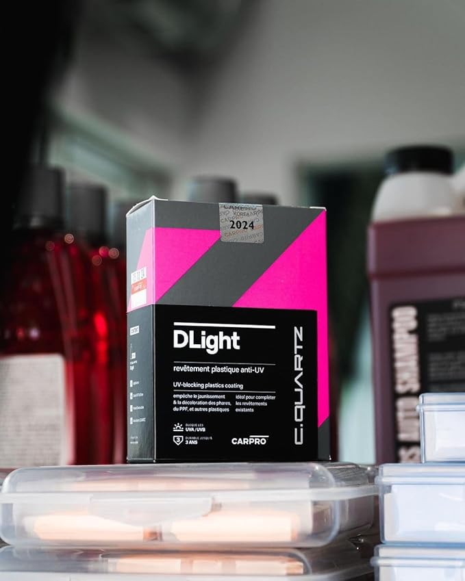 CARPRO CQUARTZ DLight - UV Ceramic Coating for PPF, Headlights, Plastics & Paint - Prevents Yellowing, Fading & Cracking - Maintains Gloss, Prevents Discoloration, Ensures Surfaces Stay Vibrant - 30ml