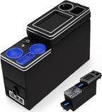 Center Console Between Seat Organizer for Minivans,SUVs,with Dual USB charging at the front and back,ambient lighting and drawers for Minivan&SUVs, Middle Van Floor Console Organizer Storage Box Black
