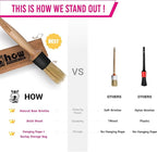 H.O.W Detailing Brush Set Ultra Soft Boars Hair Detailing Brushes 3 Pack, Detail Automotive Interior or Exterior, get Professional Results with Proper Detail Brushes Car Detailing