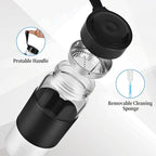 Small Glass Shaker Bottle, 2 Pack 16oz BPA Free Odorless Shaker Bottle with 304SS Mixing Ball and Removable Cleaning Brush for Fitness & Protein Shakes(Black-2Pack)
