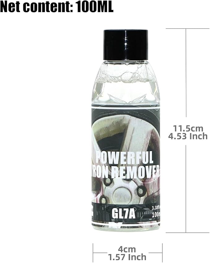 Iron Remover Car Detailing - 100ml Rim Cleaner Stain Removal,Car Rust Removal | for Wheels Brakes Calipers Tires Exterior Paint Motorcycle Rv Boat