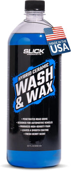 Slick Products Hybrid Ceramic Wash & Wax Super Concentrate – Extra Thick Foaming Car Shampoo & Motorcycle Wash Soap with Wax Protection – Perfect for Foam Cannon – 32 oz.