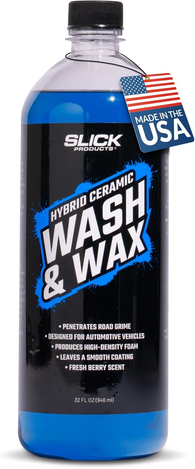 Slick Products Hybrid Ceramic Wash & Wax Super Concentrate – Extra Thick Foaming Car Shampoo & Motorcycle Wash Soap with Wax Protection – Perfect for Foam Cannon – 32 oz.