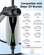 SEGUMA Level 1/2 EV Charger, 16Amp Electric Car Charger 25FT Cable with NEMA 6-20 Plug and NEMA 5-15 Adapter, Home Mobile EV Charging Station for J1772 BEVs/PHEVs 110V-240V(Silver)