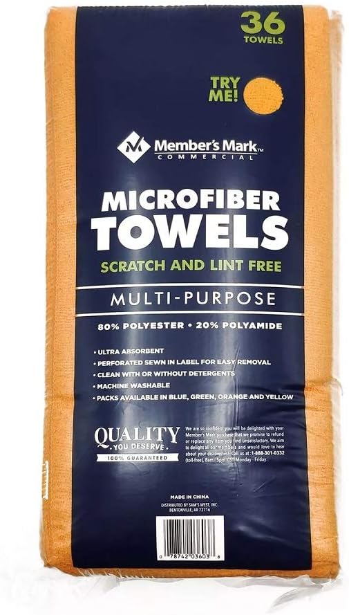 Juniqeen Member's Mark Microfiber Towels, Assorted Colors (36 ct.) (Orange)
