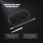 Drill Wheel Brush, Drill Microfiber Wheel Brush, SPTA 1 Pc Soft Microfiber Extended Reach Rim Drill Wheel Brush,with 1 adddtional Drill Adapter for Electric Drill -DF068