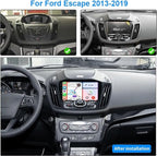 4+64G Car Stereo Radio for Ford Escape 2013-2019, 9" Touchscreen Android 15 Car Radio Stereo Head Unit with Wireless CarPlay Android Auto GPS Navi SWC WiFi Bluetooth Voice Assistant FM Camera Mic