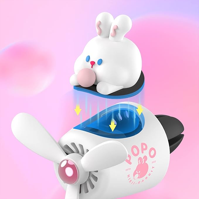 2 Pieces Car Air Fresheners, Cute Bear Pilot Car Diffuser, Propeller Air Outlet Vent Fresheners, Suitable for Automotive Interior Decoration (Chubby)