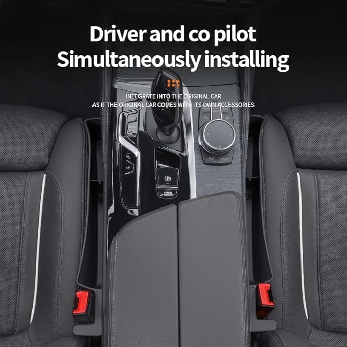 Car Seat Gap Filler, Seat Gap Organizer with Phone Holder, Car Seat Accessories, Car Organizer Fit Car SUV Truck, 2PCS Seat Gap Filler and 2 Pack Sunglass Holder Black