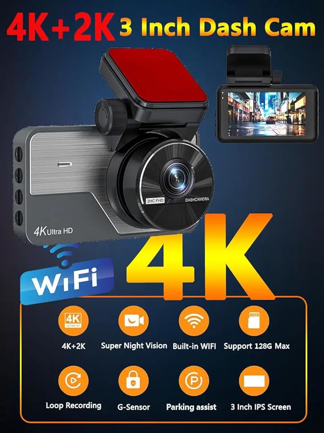 The Dash Cam Lawyer® Dash Shield Pro – 4K + 2K Dual Dash Cam Front & Rear, Attorney-Designed for Accident Evidence, Super Night Vision, Built-in GPS + WiFi, Parking Mode