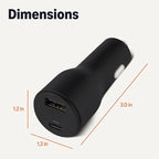 Amazon Basics Fast-Charging Car Charger, Dual-Port, 1 USB-C + 1 USB-A, 48W, Black