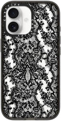 CASETiFY Impact iPhone 17 Case [Slim/Compatible with Magsafe / 8.2 ft. 4X Military Grade Drop Protection] - Lace Pattern - Clear Black