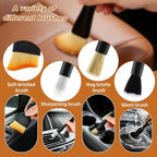 6Pcs Car Detailing Brush Set for Cleaning Interior or Exterior, Car Interior Detailing Brush for Air Vents, Wheels and ect, Universal C-ar Dust Bru-sh for Most Vehicles(Color:Black)