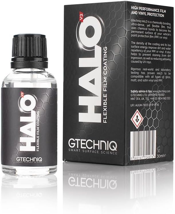 Gtechniq - Halo V2 - Flexible Paint, PPF, and Vinyl Protection; Safe for All Types of Wraps/PPF: Gloss, Satin, and Matte finishes, Plus self-Healing - 30ml