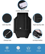 Armrest Organizer for 2026 2025-2023 Honda Accord, Center Console Organizer with Removable Rubber Mat, Center Console Tray Custom for Honda Accord Accessories, Black