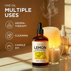100% Pure Lemon Essential Oil - 4 Fl Oz - Lemon Oil for Hair, Skin, Diffuser, Aromatherapy & DIY Candle Making Scent