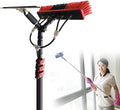 Retractable Aluminum Alloy Cleaning Pole with 180° Rotatable Brush & Squeegee for Effortless Conservatory Roof & Solar Panel Cleaning