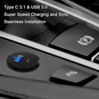 Type C 3.1 & USB 3.0 Car USB Port Mount Flush Cable Male to Female, Dashboard Panel Extension Cable for Car Boat Motorcycle with LED Indicator (1 feet)