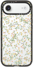 CASETiFY Impact iPhone Air Case [Slim/Compatible with Magsafe / 8.2 ft. 4X Military Grade Drop Protection] - Pressed Flowers Dainty - Clear Black