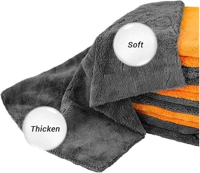 600GSM Microfiber Car Cleaning Towels - Thickened Detailing Drying Cloths (1/3/6/9pcs, 40x40cm) for Ultimate Car Care(Orange 3pcs)
