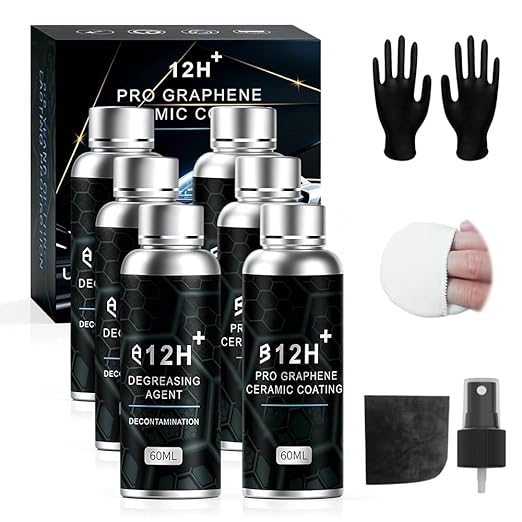 Ceramic Car Coating Kit - Crystal Serum,100ML Advanced Graphene Ceramic Coating, 9H Hardness Graphene Coating for Auto Car Detailing, Gloss Hydrophobicity Anti Scratch (Black A 3 Set)