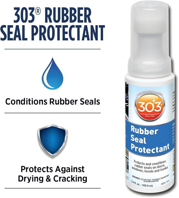 303 Products Rubber Seal Protectant – Windows, Hoods, Trunks, Rejuvenates Color & Flexibility of Old & Dry Seals, Weatherproofing & UV Protection, 3.4 fl.oz (Pack of 2)