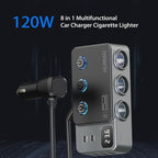 Cigarette Lighter Splitter Adapter, 120W 3 Socket 12V Car Heavy Duty Truck Cigarette Lighter Plug USB Charger Multi Port Car Plug Outlet Splitter with LED Voltage Display Independent Switches