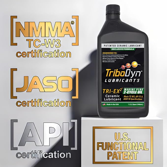 Marine Plus 2 Stroke Oil with Ceramic Coating, TC-W3, Low Smoke, Pre Mix and Direct Injection 2 Stroke Engines - 1 Gallon