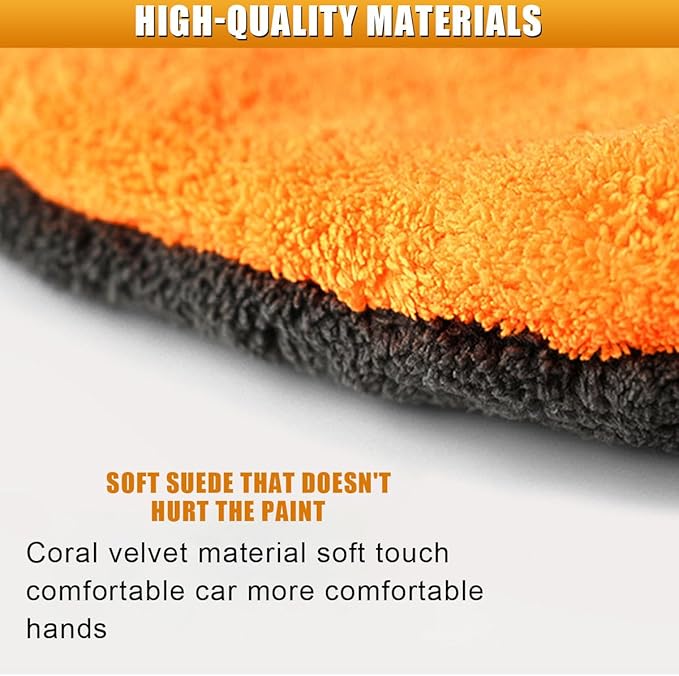 2PCS Car Wash Mitt, Coral Fleece Microfiber Dusting Mitt, No Scratch No Lint Cleaning Glove with Elastic Wrist Cuff, Reusable Car Washing and Detailing Supplies (Palm)