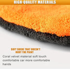 2PCS Car Wash Mitt, Coral Fleece Microfiber Dusting Mitt, No Scratch No Lint Cleaning Glove with Elastic Wrist Cuff, Reusable Car Washing and Detailing Supplies (Palm)