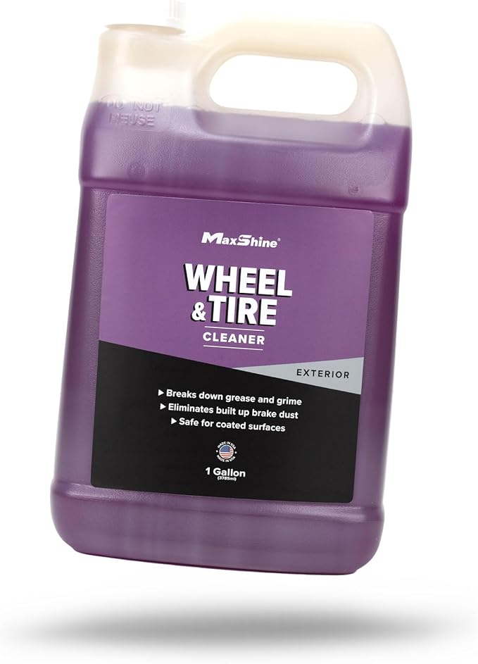 Maxshine 1 Gallon Wheel & Tire Cleaner – Breaks Down Dirt & Contaminants on Wheels, Tires & Brakes – Safe for All Rim Finishes – Ideal for Cars, Trucks & SUVs – Detailing Accessory