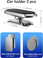 2 Pack Magnetic Phone Holder for Car, Upgrade Magnet - 360 Rotation and Easy Installation, Compatible with All Smartphones,Dashboard Car Phone Holder,Must be Used Together with Iron Sheets