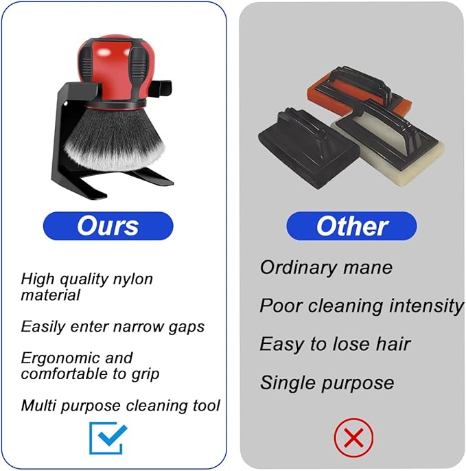 AUCELI Car Detailing Brush, Ultra Soft Auto Interior Dusting Brush with Storage Rack, Car XL Synthetic Brush Cleaning Tool, Universal Covers Large Area Inside or Outside Vehicles(Red/Style A)