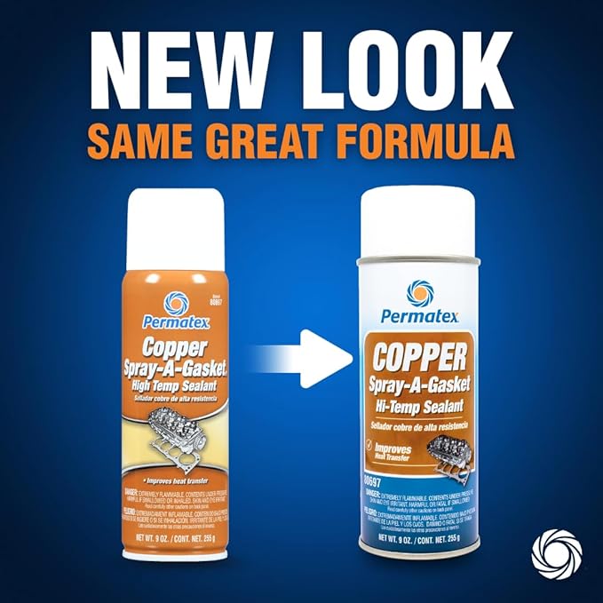 Permatex 80697 Copper Spray-A-Gasket Hi-Temp Adhesive Sealant, 9 oz. net Aerosol Can