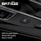 BATIGE Alloy Single Port USB 3.0 Dashboard Port Car Mount Flush Cable, Male to Female Waterproof Extension Cable for Car Truck Boat Motorcycle with LED Indicator 1ft