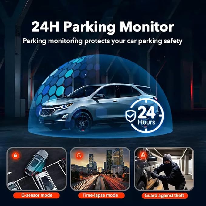 TOPOPFIRES Dash Cam Front and Rear,4K 60fps +1080P Dashcam,Dual Lens Dashcams for Cars with WiFi, Night Vision, 24H Parking Monitor, Loop Recording, G-Sensor, WiFi App Support,64GB Card Included