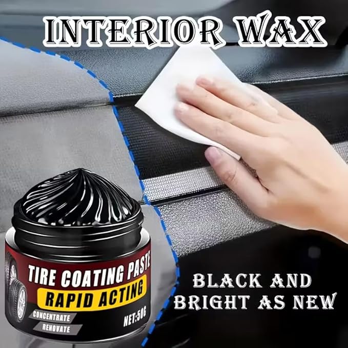 Premium Tire Coating & Trim Restorer, Tire Coating Paste Rapid Acting, Bring Back the Original Deep Black Shine to Rubber and Plastic (2PCS)