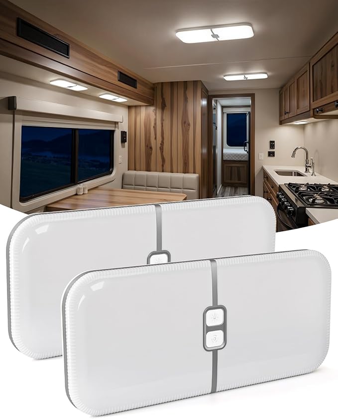 DFGOTOP 12V LED Light,Camper Lights Dimmable, RV Lights Interior 204 LEDs Warm Cool Natural White for RV Caravan Motorhome Enclosed Cargo Trailer Camper Truck Lorry Van Boat Car