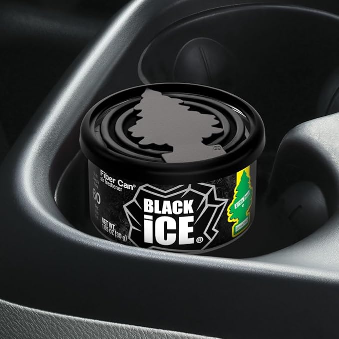 LITTLE TREES Car Air Freshener | Fiber Can Provides Long Lasting Scent for Auto or Home | Recycled Fiber | Black Ice, 4 Air Fresheners