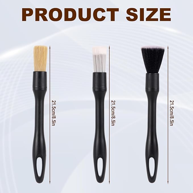 6pcs Car Detailing Brush Set, Soft Medium and Hard Bristle Automotive Cleaning Brushes Multi-Use Car Interior Detail Dust Brush Tools for Auto Truck SUV RV Motorcycle Leather Exterior