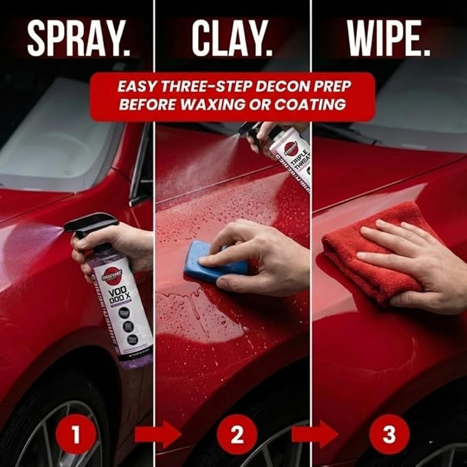 Renegade Paint Decon Kit – Clay Bar, Iron Remover, Detail Spray & Towels – 4-Step Paint Decontamination System for Cars, Trucks & Motorcycles