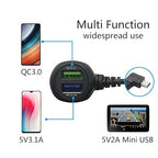 Dash Cam Mini USB Power Cable, Left Angle 90 Degree Mini USB with Dual USB Port Fast Power Supply, for 12V-24V Car and Truck Dash Cam, GPS Navigator, MP3 Player and Other USB Devices