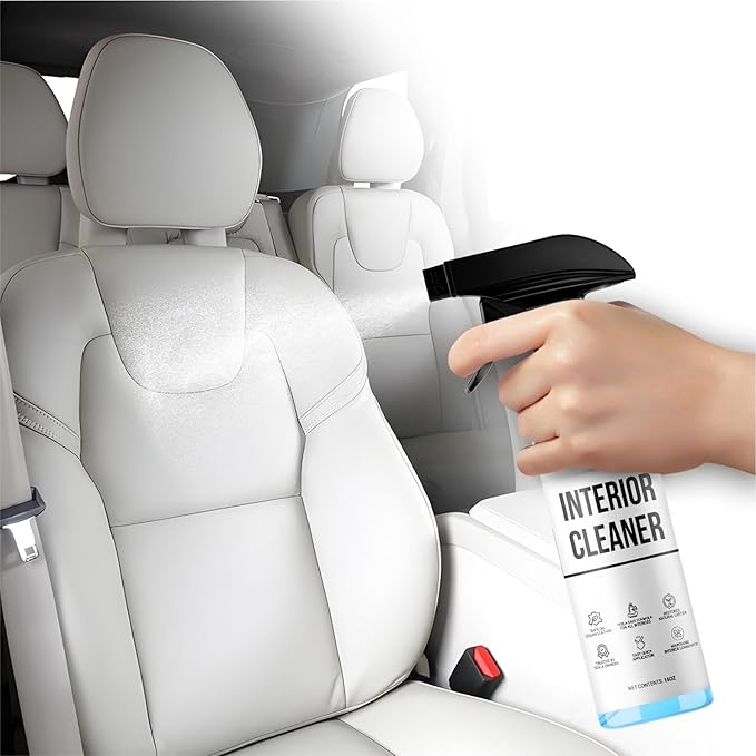 Interior Cleaner For Tesla White & Black Vegan Leather - Stain Remover - Solution for Complete Interior Cleaning - Ideal for Seats, Doors, Console, Dash - Accessories For Tesla Model 3, Y, S, X