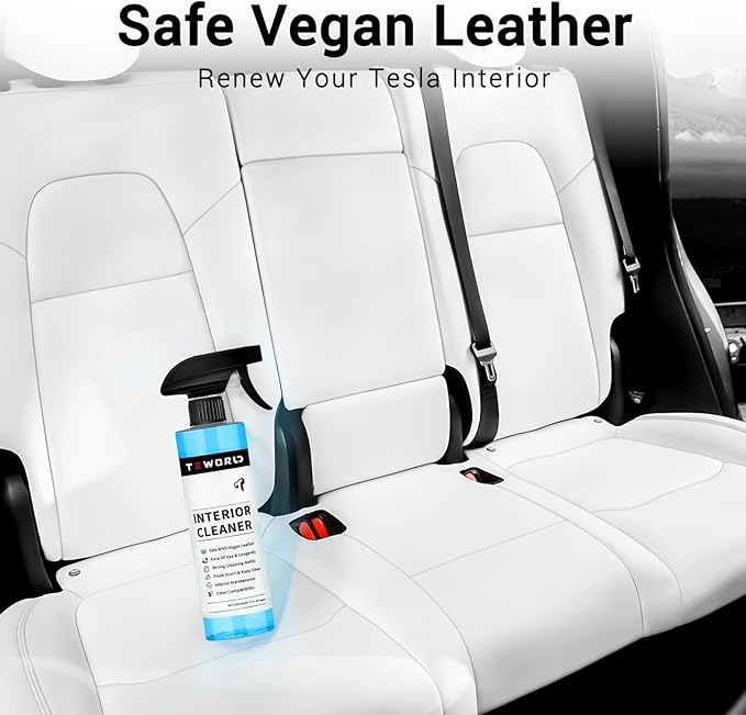 Tesla Seat Cleaner & Remover Stain, Interior Cleaner for White & Black Vegan Leather, Interior Cleaning Kit for Seats, Console, Dash, Tesla Model 3, Y, S, X, Cybertruck Accessories