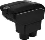 AULPHIKE Compatible with Nissan Versa Armrest 2007-2011 Car Center Console Organizer Armrests Double Door Storage with USB Ports（Black Style）