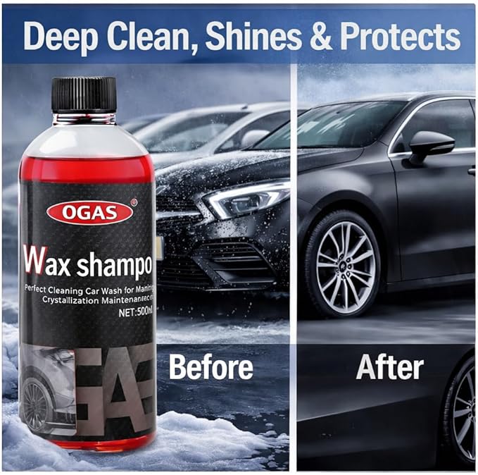 Car Wash Soap High Foam, pH Balanced Car Shampoo with Wax, Concentrated Auto Cleaning Liquid for Scratch-Free Wash, Shine & Paint Protection, for Foam Cannon & Bucket Wash (500ml)