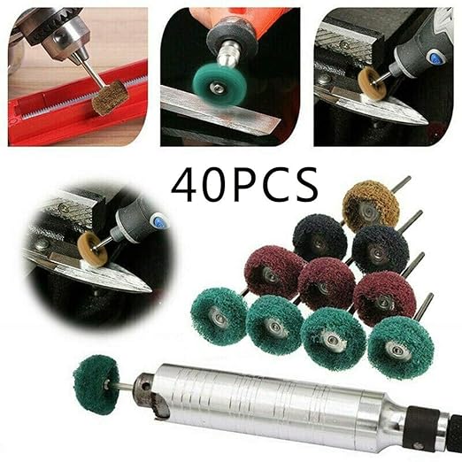 Rocaris 40 Pack 1 inch Abrasive Wheel Buffing Polishing Wheel Set for Rotary Tool - with 1/8" Shank (25mm)