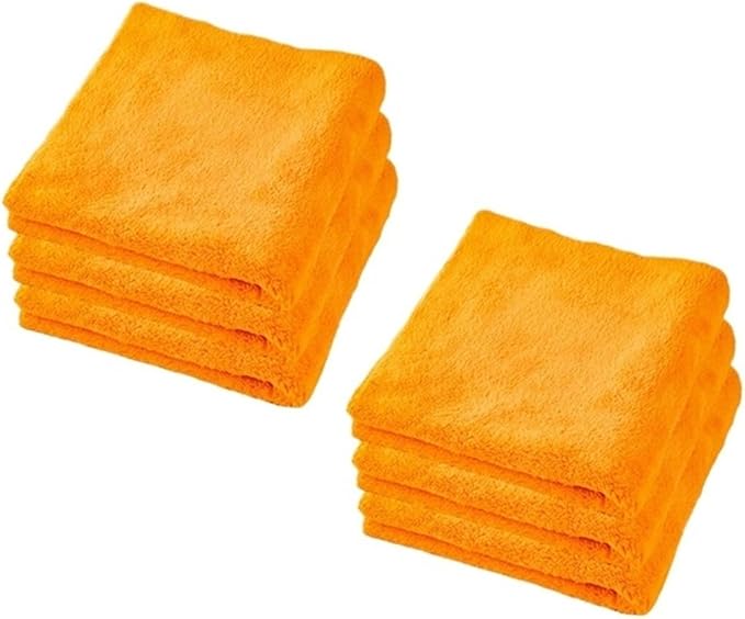 600GSM Microfiber Car Cleaning Towels - Thickened Detailing Drying Cloths (1/3/6/9pcs, 40x40cm) for Ultimate Car Care(Orange 6pcs)